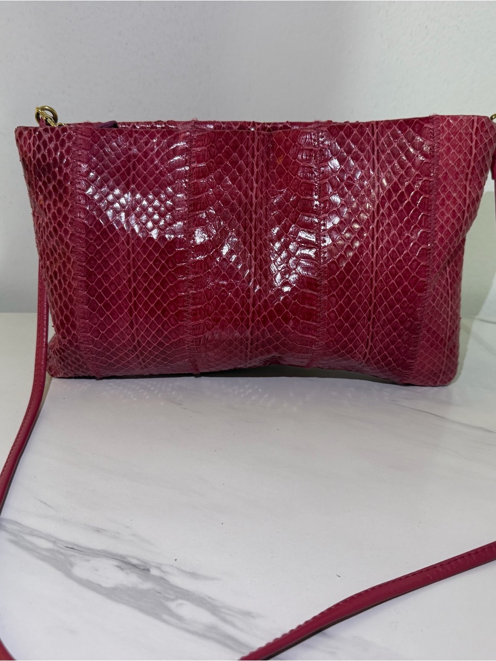 Red Textured Crossbody Bag